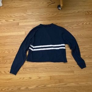 Blue Long Sleeve Top with White Stripes | Brandy Melville